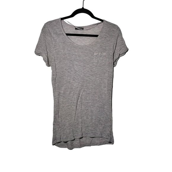 Yessica Womens Gray Speckled Cuffed Sleeve Shirt Size Medium Neutral Lightweight - Picture 1 of 8